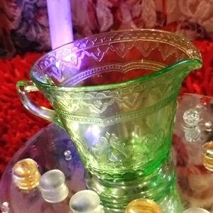 Georgia Green Creamer Urainum Glass